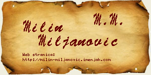Milin Miljanović vizit kartica